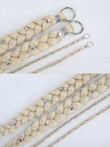 2 Packs 24 Inch Y2K Style Synthetic Braiding Hair Extensions With Silver Star Decor, Soft Colorful Festival Cosplay Party Hairstyle For Women & Girls - Multicolor - View 7