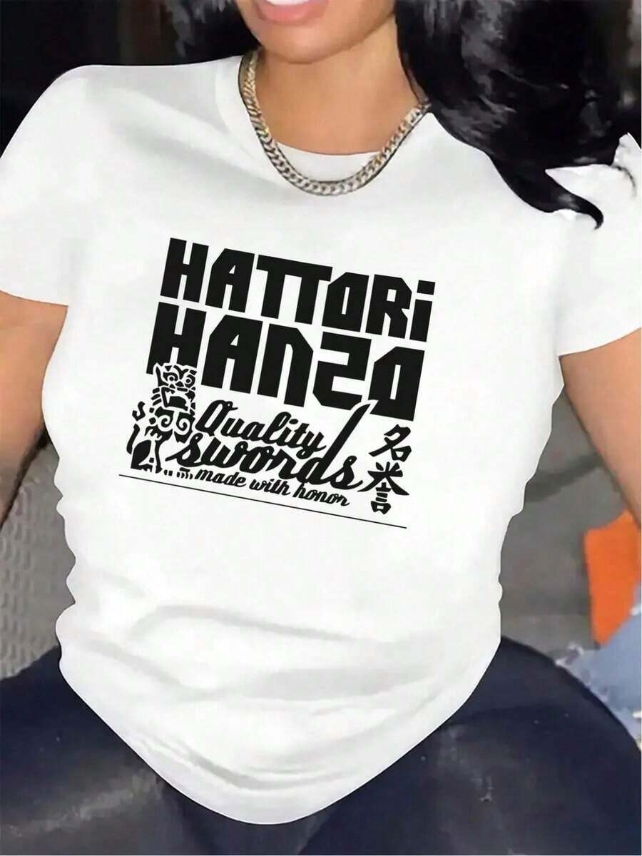 Camiseta Negra para Mujer con Diseño de Espada Hattori Hanzo Blanca - Ligera, Duradera, Ajuste Cómodo para Uso Casual, Perfecta para el Hogar o Restaurantes, Camiseta de Uso Diario | Camiseta con Diseño Gráfico Atrevido | Tela de elasticidad media - Blanco - Ver 1