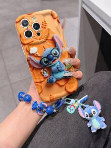Disney Lilo & Stitch Phone Case With Stitch Charm And Stitch Lanyard - Cute Stitch Protective Case With Nerd Glasses And Hibiscus Flower Design, Equipped With Delicate Stitch Decorative Lanyard And Beaded Bracelet For Easy Carrying, Compatible With IPhone 17, 16, 15, 14, 13, 12, 11 Pro Series, Ideal For Birthdays, Holidays, Anniversaries, Graduation Gifts, Or Any Special Occasion To Surprise Family, Friends, Classmates, And Loved Ones. - 白色 - 查看 3