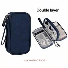 1pc New Travel Storage Bag, Waterproof Double-Layer Organizer Pouch For Cables, Chargers, Digital Accessories - Rectangle - View 9