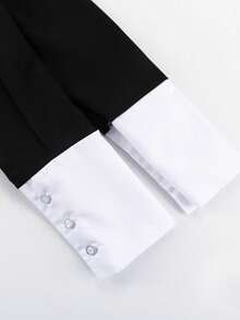 Vestido negro francés ins 2026, cuello solapa bicolor, corte ajustado favorecedor - Negro - Ver 6