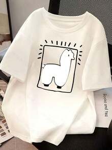 Camiseta de manga corta 100% pura para mujer en  veraniega, holgada y versátil100% cotton - Blanco - Ver 8