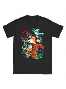 Nuevo Modelo 2026 - Camiseta de Talla Pequeña con Diseño de Collage de Dibujos Animados de Alienígenas Coloridos - Negro - Ver 1