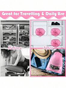 10 piezas de bolsas desechables no tejidas para zapatos, cubiertas para zapatos antigris a prueba de polvo, bolsas para zapatos a prueba de humedad para viajes, bolsas de viaje minimalistas con cordón gris a prueba de polvo, accesorios de almacenamiento de zapatos, bolsas organizadoras de zapatos, suministros para el hogar, cubiertas para zapatos a prueba de polvo de viaje en gris - Rosa - Ver 7