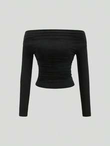 Conjunto de 3 piezas para mujer: Blusa de manga larga hombros descubiertos, blusas cortas entalladas, cómodas y amigables con la piel, versátil y estilizador - Multicolor 14 - Ver 6