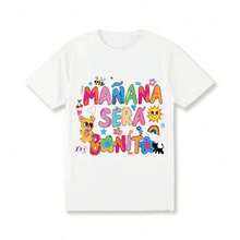 1 pieza de camiseta casual vibrante para mujer - Estampado de letras coloridas "Mañana Será Bonito", cuello redondo, lavable a máquina - Perfecta para primavera y otoño, top para uso diario. |   Camiseta con Diseño Divertido |   Textura Suave S-5XL V6H7180g 100% Algodón - Negro - Ver 10