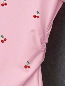 lanzamiento de verano, top corto versátil y casual con estampado de limón dulce, camiseta ajustada a la cintura para mujer, diseño cómodo, adecuado para uso diario, al aire libre, compras - Rosa 2 - Ver 3