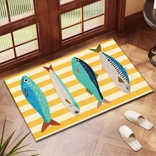 1 件装四鱼图案吸水垫/沥水垫，适用于咖啡机、餐具 - 涤纶吸水桌面保护垫，带橡胶防滑垫，可用于厨房台面装饰、家庭酒吧和餐桌 - 彩色 - 查看 6