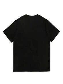 Camiseta de talla grande con patrón gótico para mujer, diseño de calavera con lágrimas de Living Dream, camiseta de cuello redondo de 180 g de peso, top suave para uso diario, camiseta casual para todas las estaciones, ropa gótica vanguardista para mujer, camiseta gótica de talla grande, ropa para todas las estaciones, ajuste cómodo, moda urbana, diseño audaz, material duradero, estilo de camiseta de manga corta. - Negro - Ver 2