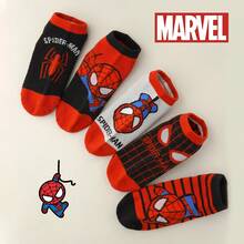 Marvel 1/5/10双装漫威复仇者联盟超级英雄卡通儿童袜，男女童均有，透气网眼，柔软舒适，适合夏季、上学、聚会、度假、休闲穿着 - 彩色 - 查看 10
