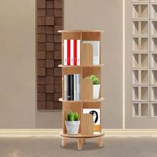 3 Tier Rotating Display Bookshelf 360 Display Floor Standing Pine Wood Bookcase - Rotating Bookshelf - View 3