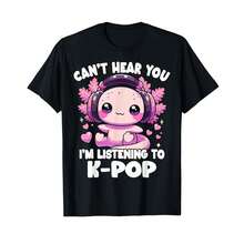 Camiseta unisex de manga corta, Kawaii Axolotl No te oigo, estoy escuchando K-Pop, playeras hombre, spiderman, ,  mujer, romwe men, boho chic, regalos para maestros, camiseta de mujer, atuendos curvy para hombre, y2k - Negro - Ver 6
