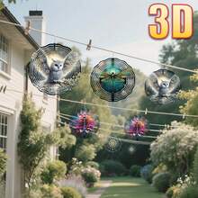1pc 3D "Beauty Of Art Fusion Of Owl And Floral" 10in*10in With Rotating Hook, 360° DIY Creative Rotating Wind Chime Decor, No Battery Powered, Random Style (Pendant Not Included) - Multicolor - View 10