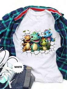 Camiseta Casual Blanca de Dinosaurio Nee Doh para Niños Pequeños, Ligera y Suave, Nee Doh, Graduación de Jardín de Infantes, 4 de Julio para Niñas, Artículos para Niños, Ropa Infantil, Camisetas con Estampados, Ropa Linda, Ropa para Niñas, Camisetas Y2k, Camiseta de Dinosaurio, Regalo para Amantes de los Dinosaurios, Camiseta Divertida para Niños Pequeños, Camiseta de Dinosaurio Clásica Básica para Niños, Tela Suave, Ligera y Transpirable, Ajuste Regular Cómodo, Ideal para la Escuela, el Patio de Recreo, Viajes Familiares y Atuendos Casuales Diarios, Regalos Personalizados, Regalos de Pascua para Niños, Recuerdos de Fiesta para Niños, Regalo para Niños, Amigos y Familia. - Blanco - Ver 8