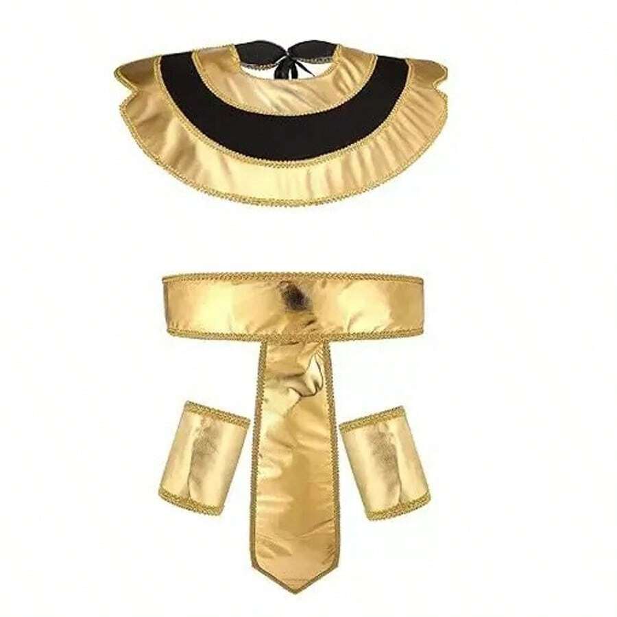 Bộ phụ kiện trang phục Pharaoh Ai Cập 4 món, bao gồm mũ, khăn đội đầu, cổ tay áo, thắt lưng Pharaoh, dây đeo quyền trượng, vòng cổ, nhẫn, quyền trượng hình rắn, chuỗi hạt hình rắn, trang phục công chúa Ai Cập (cổ điển) - Nhiều màu - Xem 1