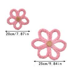 2pcs Plush Floral Woven Wall Hanging, Boho Style Wall Decor, Indie Aesthetic Wall Art, Bedroom, Dorm, Living Room, Classroom, Study Decoration, Graduation Gift, Holiday Photo Prop - Pink - View 3