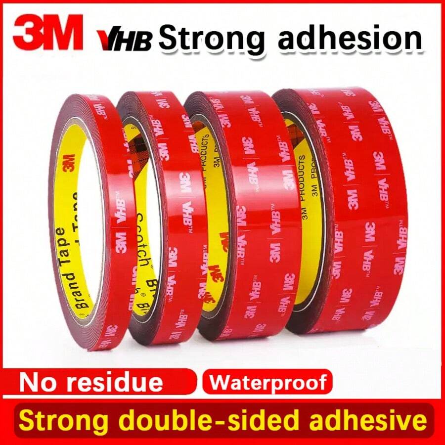 3M 3 Meters Double-Sided Tape, Invisible Adhesive, Waterproof & Thick, Suitable For Home Decor, Car Accessories, Foam Tape, High Temperature Resistant, Length 3 Meters - 3 Meters In Length - View 1