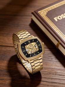 Fossil 独家限量版 LE1218：Nick Jonas 设计的金色自动腕表，矿物水晶表镜，50 米防水 - 黑色 - 查看 9