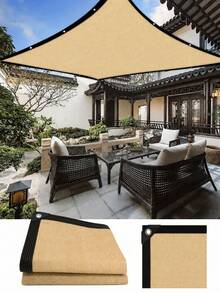 Beige PE Sun Shade Sail, UV Resistant Outdoor Sun Shade Cover Suitable For Patio, Gazebo, Garden, Backyard, Balcony, Deck, Swimming Pool And Courtyard, Durable Breathable Privacy Shade Curtain Suitable For Outdoor Furniture, Family Gathering, Camping And BBQ, Reinforced Edge Design Easy To Install, Suitable For Summer Vacation, Beach Party, Outdoor Activity And Garden Decoration, Essential For Summer And Autumn - Multicolor - View 19