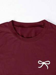 Camiseta ajustada con estampado de lazo para mujer, estilo versátil y elegante para el verano, vuelta al colegio, uso diario, fiesta, cita, que atrae mucha atención - Multicolor 2 - Ver 5