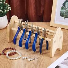 Wood Pliers Rack, 9.8x3.7x5inch Jewelry Pliers Holder Rack, Top Organizer Jewelers Work Studio Shed Storage Tongs - Blue - View 4
