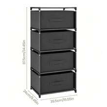 Clothes Organiser For Wardrobe Chest Of Drawers For Bedroom, 4 Drawer Fabric Storage Unit, Slim Tall Storage Tower With Metal Frame & Easy Pull Handles - Black, 4-tier - View 4