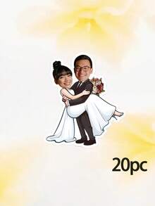8/20/40pcs Custom Wedding Couple Photo Stickers, Personalized Bride And Groom Stickers With Custom Photo,Custom Bride & Groom Photo Stickers - Multicolor - View 8