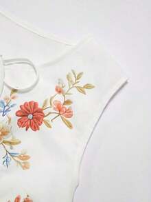 Top sin mangas elegante, versátil y casual con decoración de lazo, adecuado para uso diario, vacaciones, citas, fiestas, playa - Mujer - Blanco - Ver 5