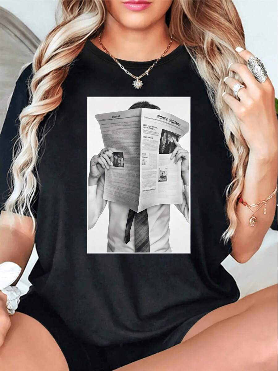 Ropa de primavera-verano para mujer a la moda, con un estilo callejero minimalista y un toque artístico oscuro, sin texto excesivo, basándose únicamente en el lenguaje visual para transmitir actitud, discreta pero distintiva.playeras de hombre playeras oversize de mujer y2k camisa de mujer camisa blusa casual mujer blusa elegante mujer ofertas - Negro - Ver 1