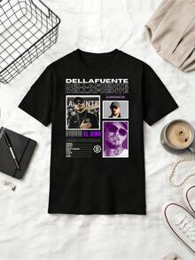 Spanish Rapper Dellafuente Retro Poster Style Cotton T-Shirt - Black - View 1
