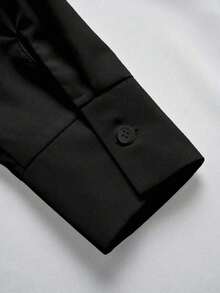 Camisa de mujer casual de manga larga a rayas con un solo abotonado - Negro - Ver 6