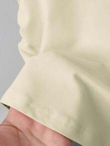 Camiseta casual de cuello redondo de manga corta y unicolor para mujer en verano - Albaricoque - Ver 5