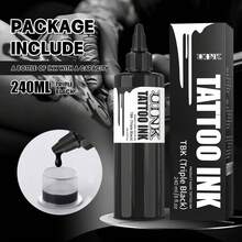 DQFART 240毫升/8盎司纹身墨水，标准纹身颜料，色彩鲜艳，适用于勾勒轮廓、阴影和晕染。专业纹身墨水，适合纹身初学者和纹身师使用。用于人体纹身艺术。纹身用品。 - 彩色 - 查看 4