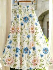 Falda de línea A floral elegante para mujer, de verano - Multicolor 11 - Ver 2