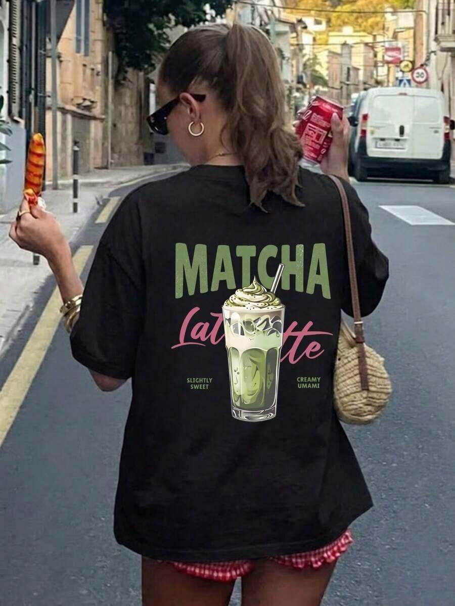 Camiseta de manga corta con cuello redondo y estampado de letras para mujer, versátil y casual, adecuada para vacaciones, oficina, salidas, uso diario, citas, fiestas, reuniones, calle, carnaval, festivales de música, San Valentín y ocasiones de fiesta, color blanco de verano Adecuado para todas las ocasiones Artículos de moda y superventas Rendimiento de alto costo CPAP - Negro - Ver 1