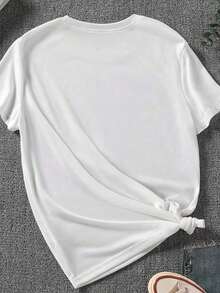 Camiseta de manga corta con cuello redondo, estampado Happy Go Lucky y gráfico de trébol arcoíris, suave y cómoda, adecuada para fiestas, cumpleaños, Día de San Patricio y uso diario. - Blanco - Ver 4