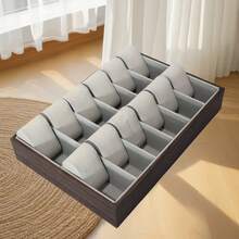 Hộp đựng đồng hồ bằng da PU vân gỗ, nhiều ngăn lót nhung nâu, chống bụi và chống trầy xước, phong cách tối giản cổ điển, tạo nên không gian lưu trữ đồng hồ độc đáo của riêng bạn! - Cà phê nâu - Xem 15