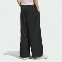 Adidas 女款多功能通勤休閒運動長褲，亮面垂墜面料 - 黑色 - 查看 3