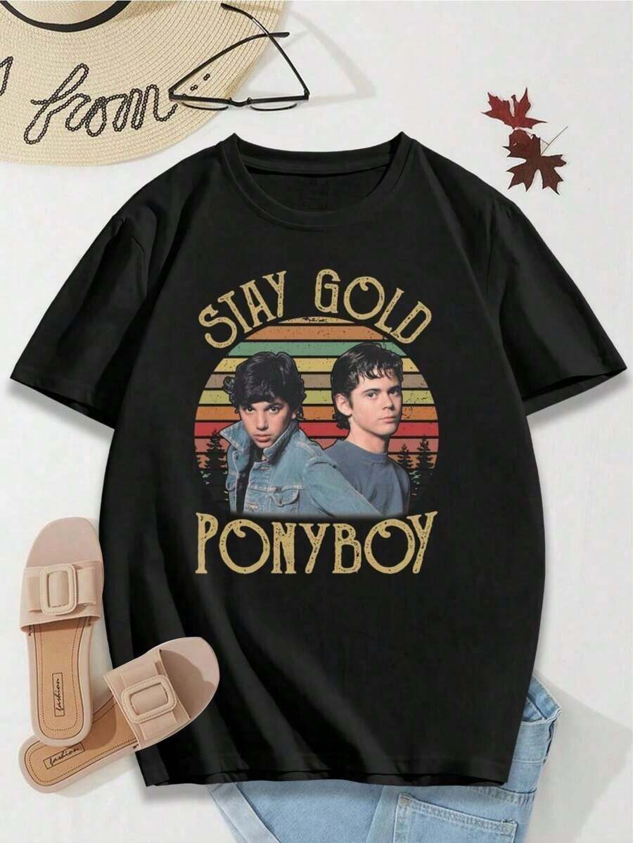Camiseta de San Valentín | Mantente como el oro, Ponyboyy | Camiseta Retro Vintage para Mujer de Outsiders | Me encanta este regalo. Camiseta holgada, casual y versátil estilo Y2k. - Blanco - Ver 1