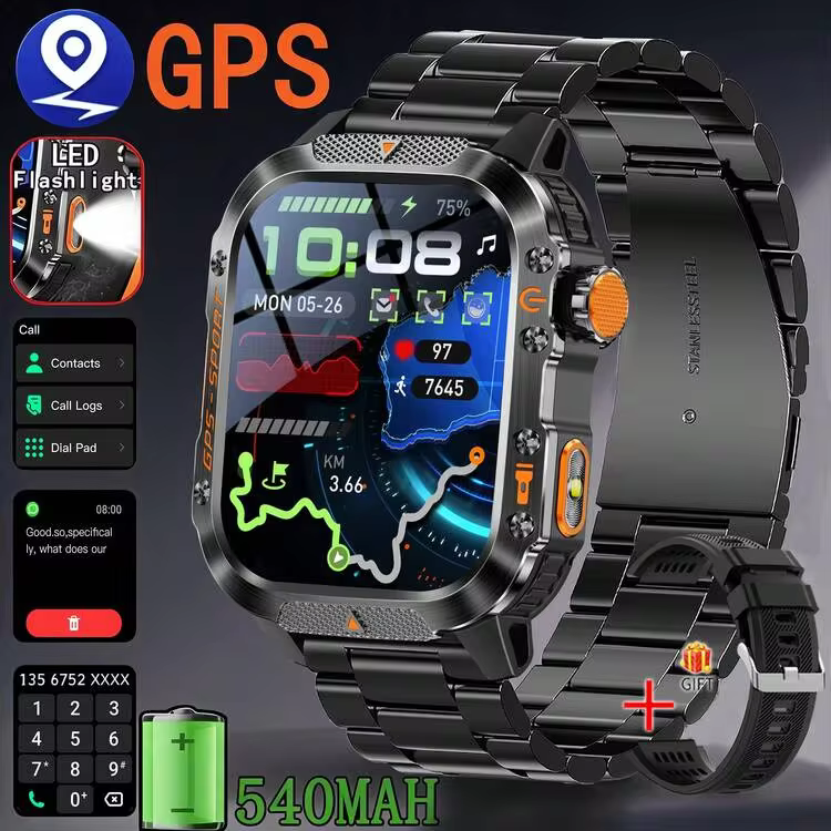 KENPANG 2026 New GPS Smart Watch, Bluetooth Call, IP68 Waterproof, 2.01" HD Screen, 100+ Sports Modes, Health Monitoring, Suitable For Android & IOS, For Men & Women, Running, Cycling, Hiking, Fitness - View 1