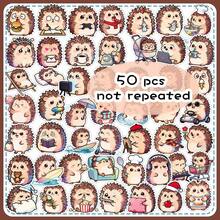 50 piezas de pegatinas decorativas con dibujos de erizos de caricatura, pegatinas divertidas para equipaje, gabinete de exhibición, caja de almacenamiento - Erizo de dibujos animados - Ver 10