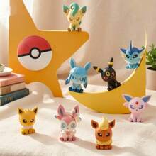 pokemon 1pc Pokémon Eevee Family Blind Box Figure Set, 8 Styles Q Version Sitting Figurines, Sylveon, Umbreon, Leafeon, Glaceon, Vaporeon, Jolteon, Espeon, Flareon, Desktop Ornament Gift, Pokémon Eevee Evolution Series Authentic Q Version Cute Figurines, Car Desktop Ornament Gift For Best Friend, Eevee Family Complete Blind Box Figure Collection - Multicolor - View 2