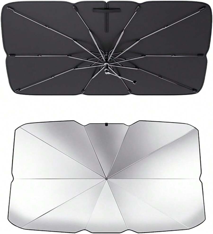 1pcs Retractable Windshield Sun Shade For Car, Umbrella Sunshade For Car Windshield Protect Vehicle From Sun Rays & Heat Damage - A - 查看 1