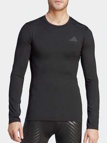 Adidas Techfit RHEON 款丨 高彈透氣速乾男子跑步綜合訓練運動緊身衣 - 黑色 - 查看 2