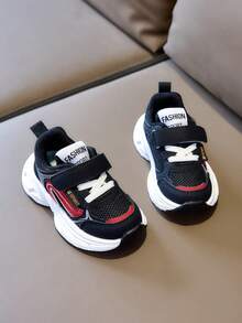 Giày thể thao lưới thoáng khí unisex cho trẻ nhỏ, đế mềm chống trượt, giày tập đi đầu tiên, giày thể thao đế dày cho trẻ em có khóa dán. - màu đen - Xem 4