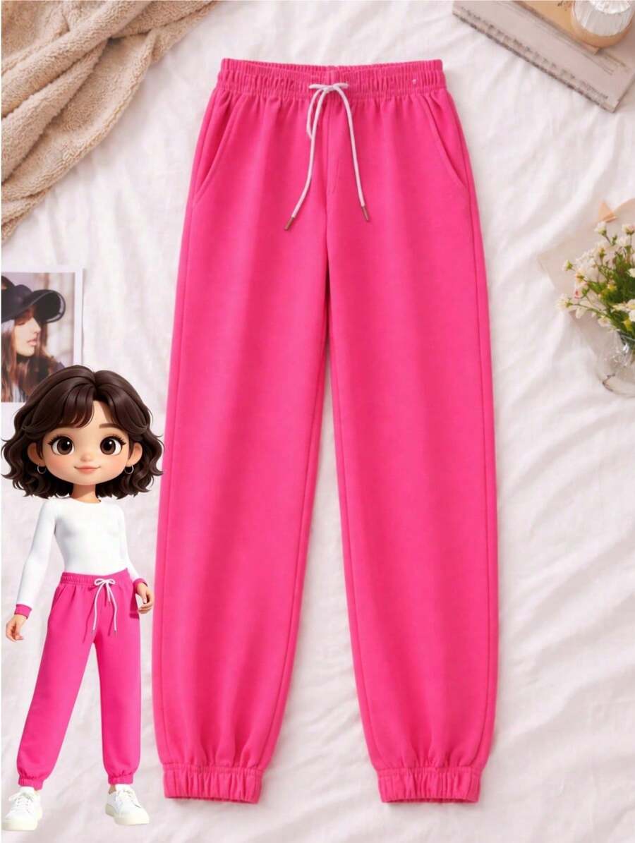 Women Jogger Pants Pantalones Mujer Relax Fit Elastic Cuff Streetwear Trousers - Rosa Fucsia - Ver 1