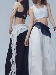 1pc New Fringe Waist Wrap Skirt, Street Dance Layered Tassel Waistband, Belly Dance Accessory, American Style Skirt Stage Performance, Suitable Nightclub, Disco, Party, Evening Dress Accessory, Versatile Flowing Hem - Váy trắng eo không đều - Xem 9