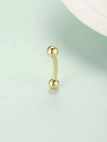 EleRunis 1 pieza de plata de ley 925 hipoalergénica con barra doble de diamante curva tipo rook para piercing de ombligo y oreja, joyería fina para uso diario, boda, fiesta, compromiso, aniversario y Día de San Valentín - Dorado - Ver 6