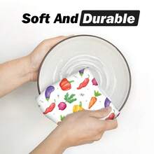 2/4/6pcs Vegetable Pattern Printed Dish Towels, Super Absorbent Microfiber Modern Cleaning Cloths, Cooking And Baking Tea Towels, Dishcloths, Kitchen Decor, Gifts For Neighbors, Mothers, Birthdays, Housewarming For Friends, Kitchen Essentials, Daily Necessities - Multicolor - View 10