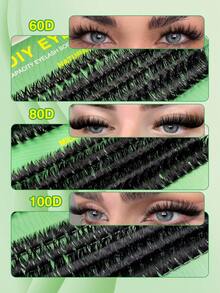 Rikuaild 590 Pcs D Curl False Eyelashes, 30D+40D+50D+60D+80D+100D Large-Capacity Eyelash Book, Novice-Friendly, Soft Fluffy Thick, Creating A Natural Makeup Effect, Easy DIY At Home, Fox Eye/Cat Eye/Stage Eye Makeup,Suitable For Daily Life, Weddings, Party, Outdoor,Cluster Lashes,Individual Lash,Eyelash Extensions - D - View 6